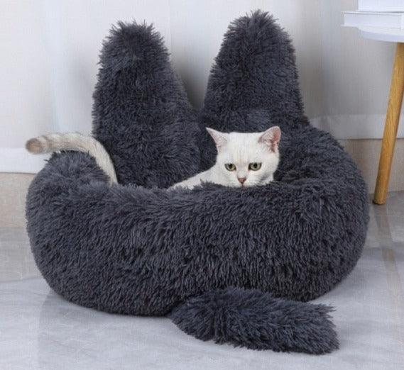 Cute Cat Bed House Plush Cushion Cat Lean High Pillow Bed - Fidoming