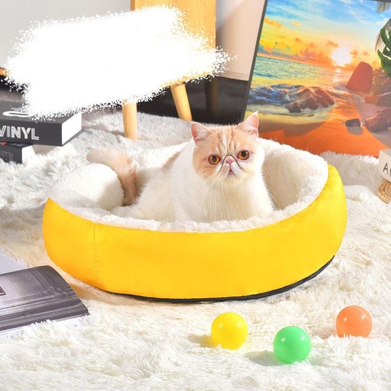 Pet Cat Dog Bed Wool Round Bed Kennel Winter Warm Bed - Fidoming